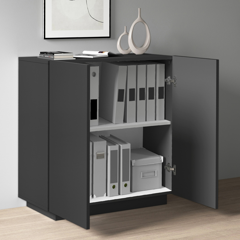 Elizabethton Wooden Storage Cabinet With 2 Doors In Anthracite