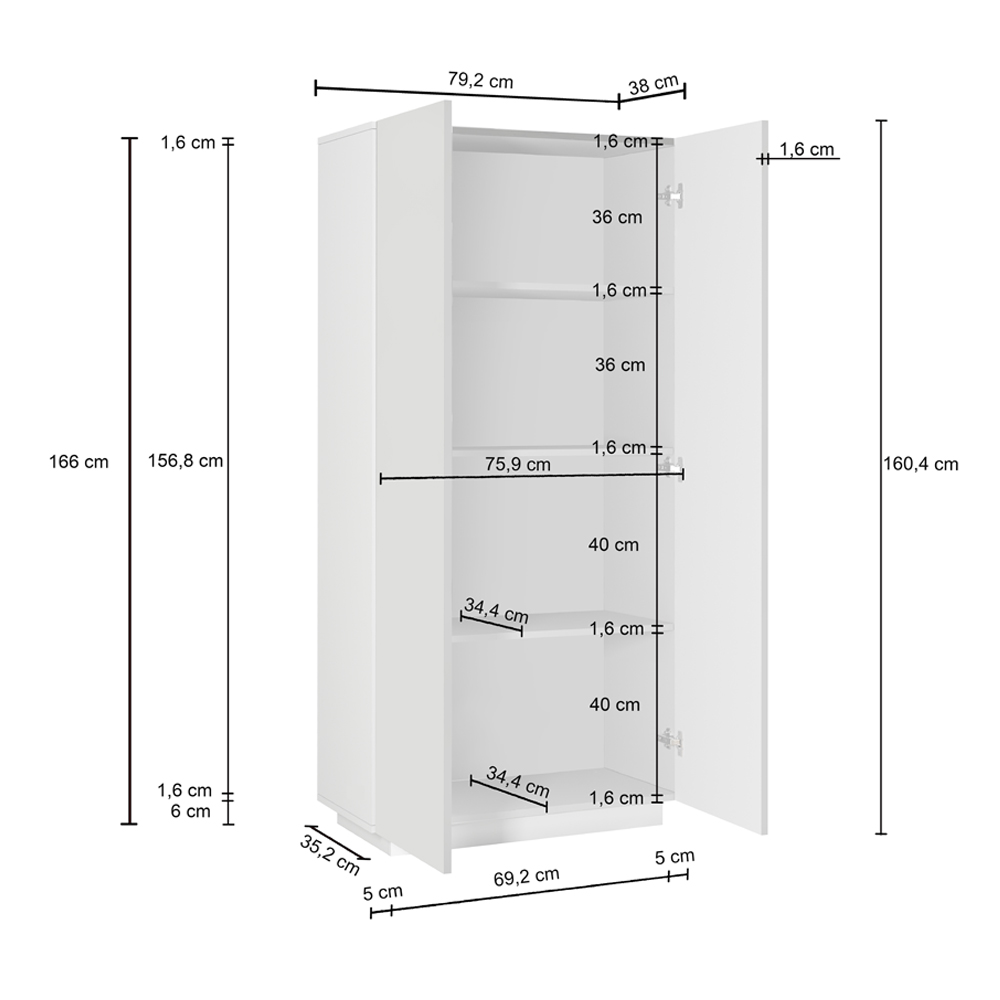 Elizabethton Wooden Wardrobe With 2 Doors In Anthracite
