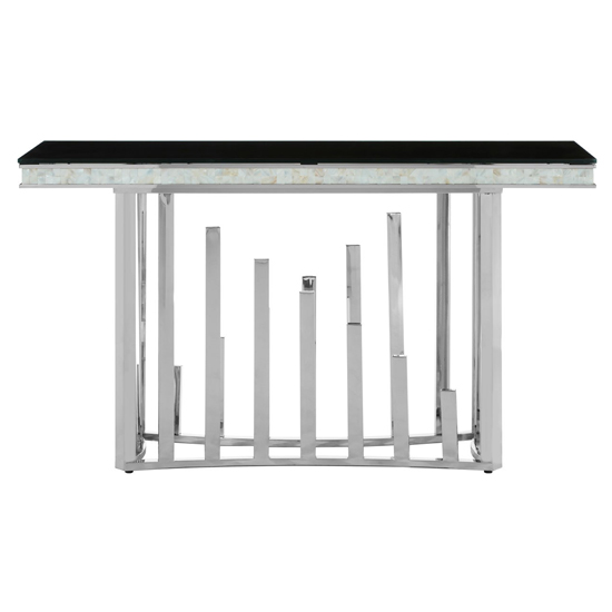 Elizak Black Glass Console Table With Silver Metal Legs FiF