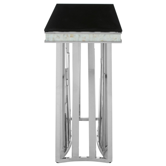Elizak Black Glass Console Table With Silver Metal Legs FiF