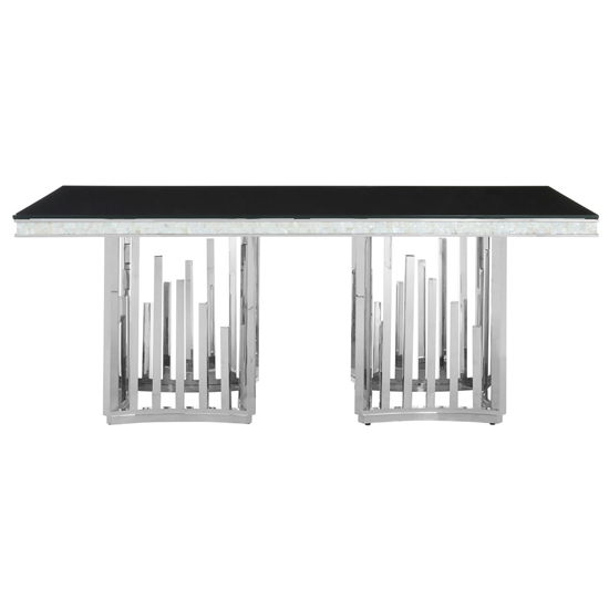 Elizak Black Glass Dining Table With Silver Metal Legs Furniture in Fashion
