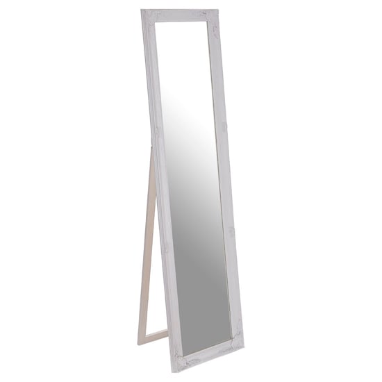 Photo of Elizak rectangular floor standing cheval mirror in white frame