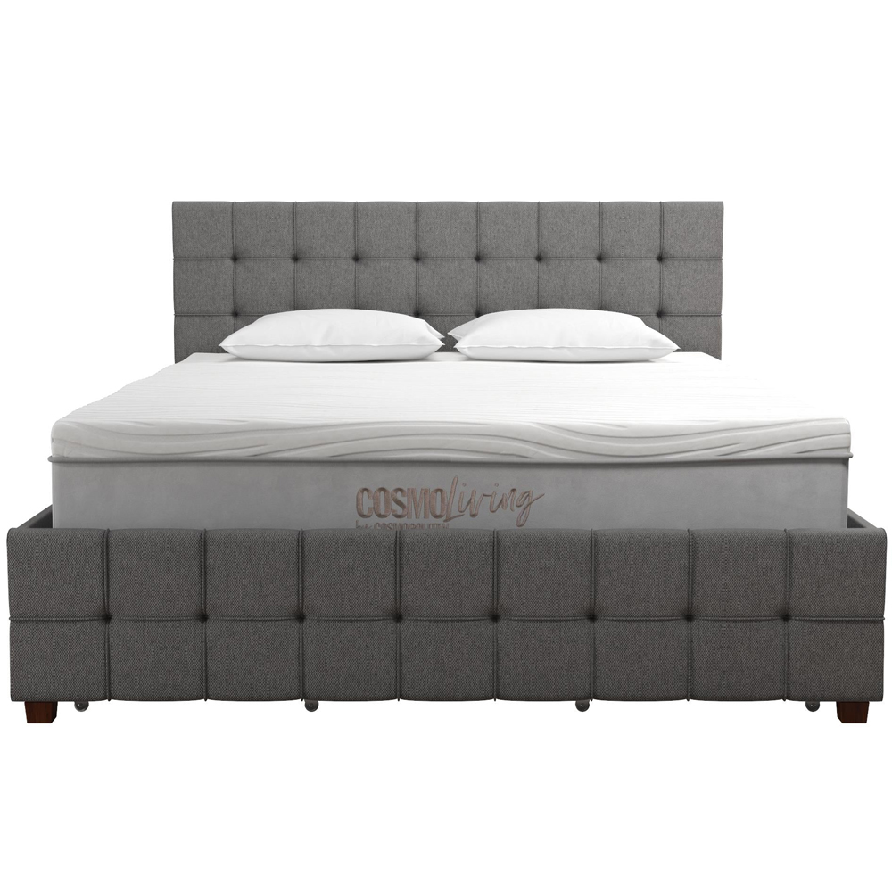 Elkhart Fabric Double Bed With 4 Drawers In Grey