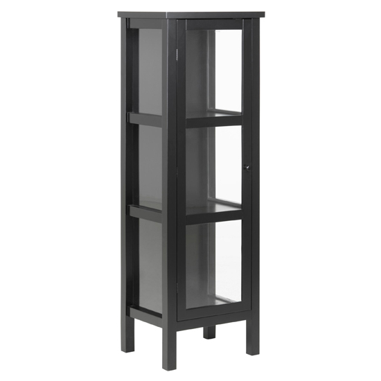 Read more about Elkhart narrow wooden 1 glass door display cabinet in black