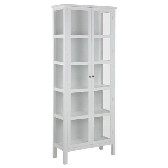 Read more about Elkhart tall wooden 2 glass doors display cabinet in white