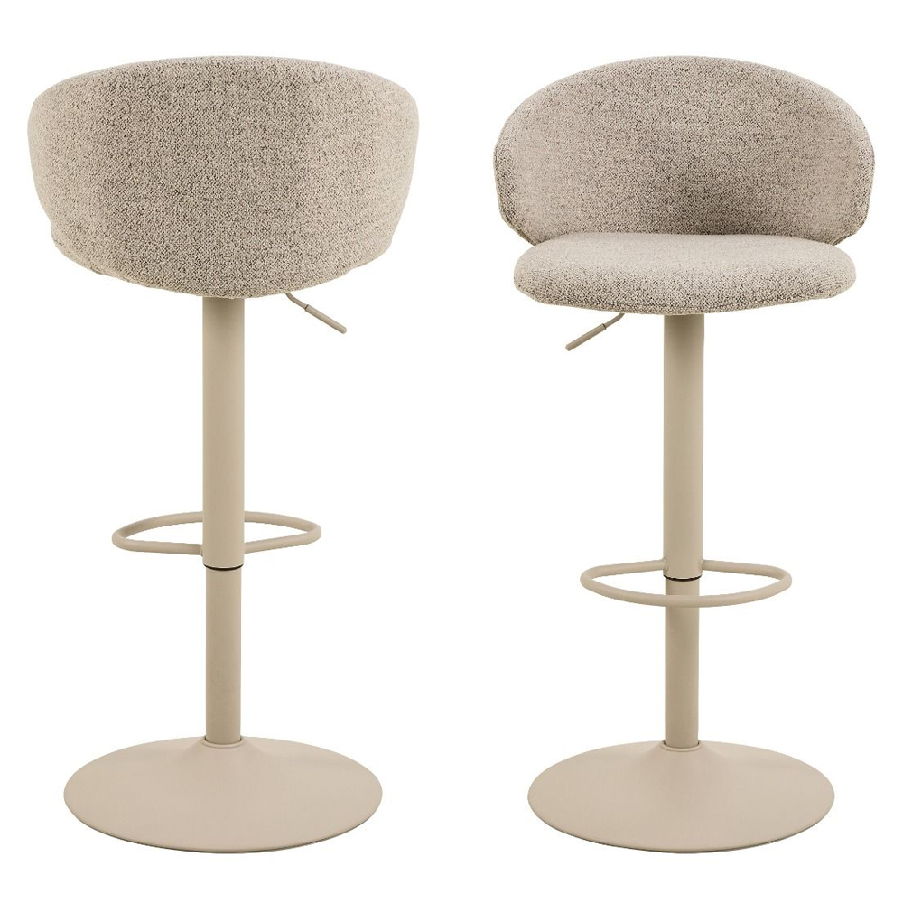 Elyria Fabric Bar Stools In Pair - Beige