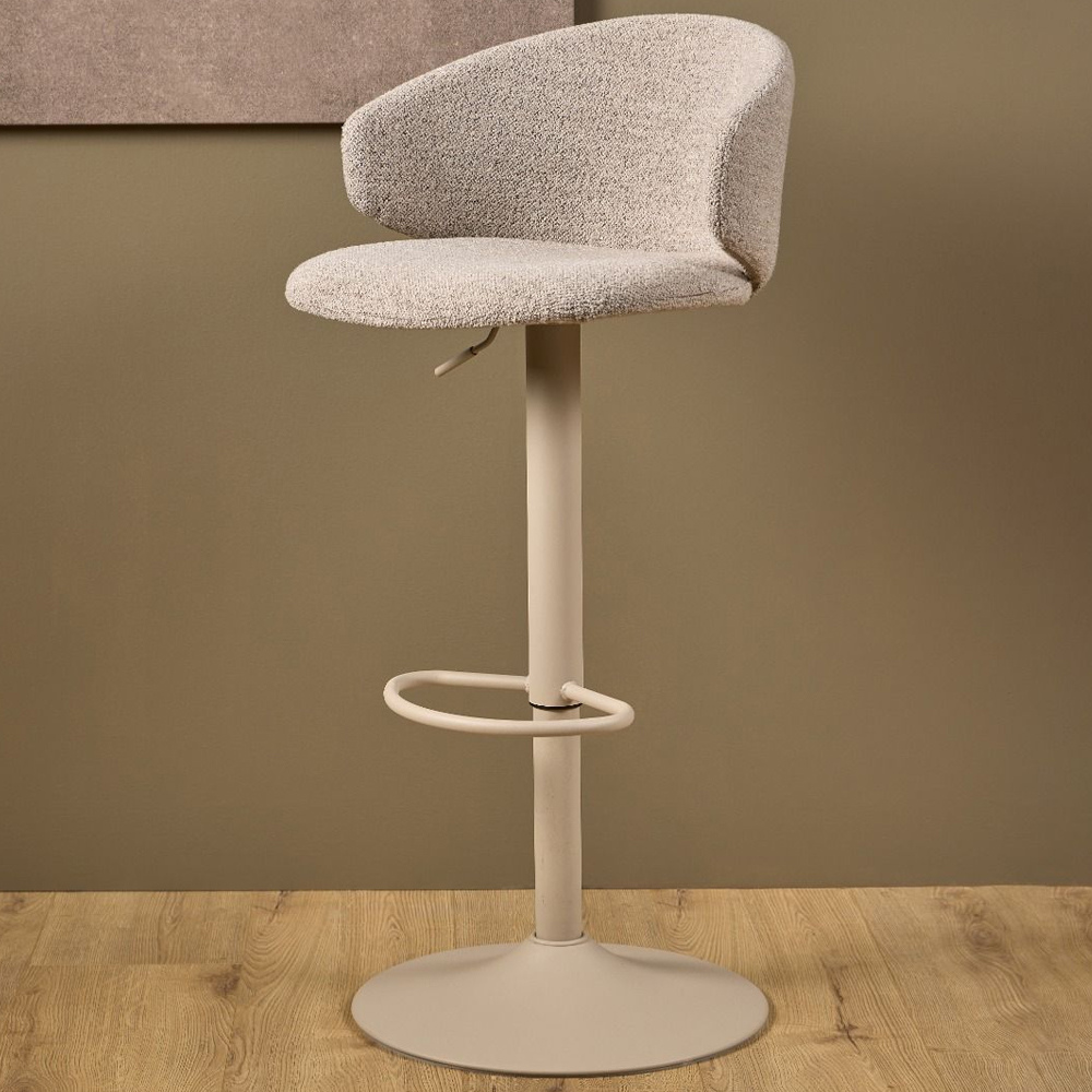 Elyria Fabric Bar Stools In Pair - Beige