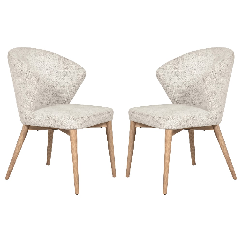 Read more about Elkhorn natural fabric dining chairs with oak legs in pair