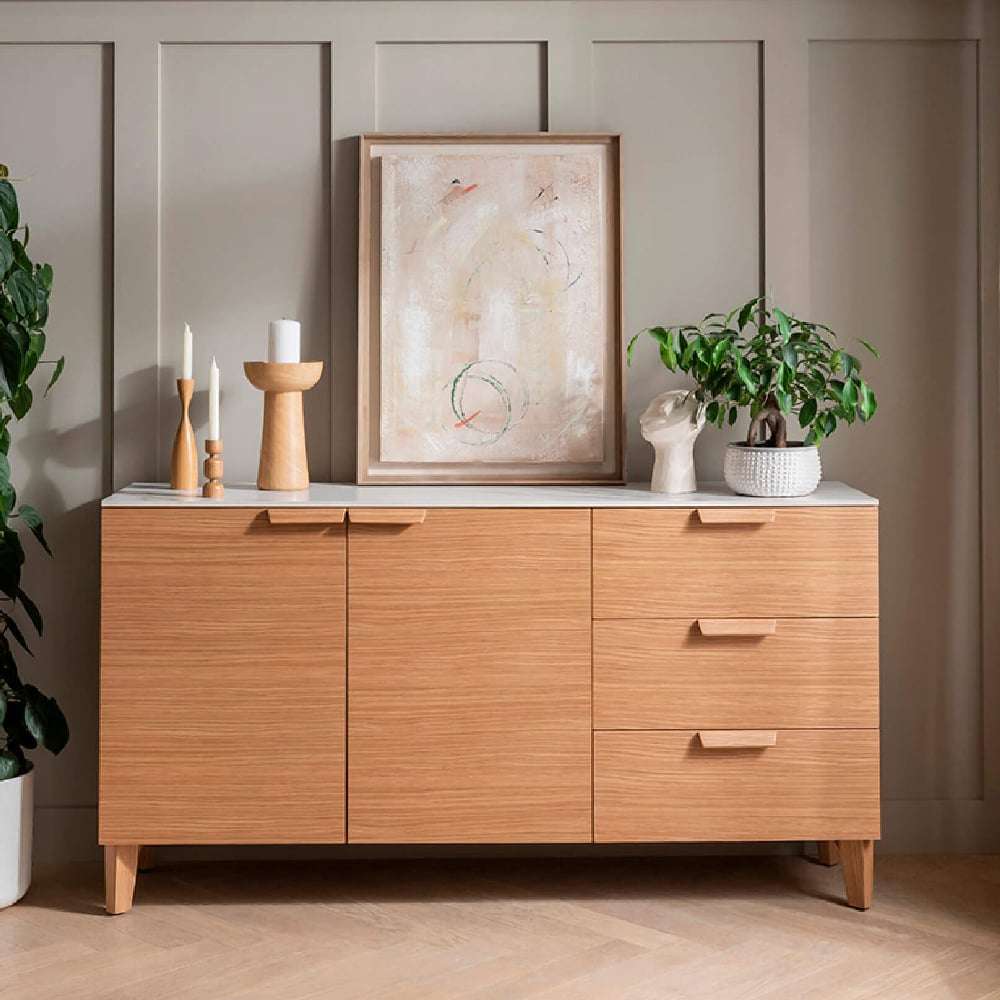 Read more about Elkhorn wooden sideboard with 3 drawers in sand