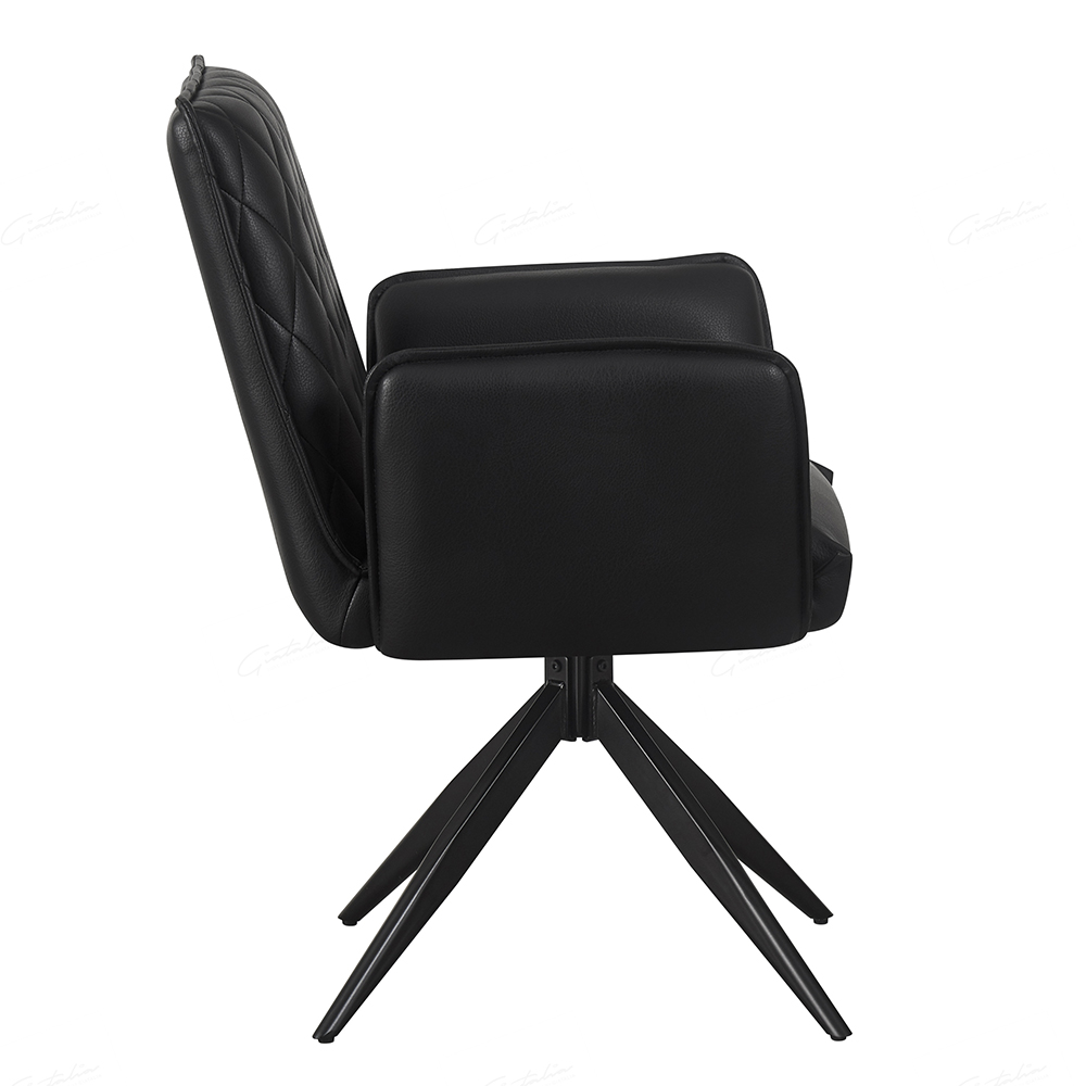 Elkin Black PU Leather Dining Chairs With Metal Legs In Pair