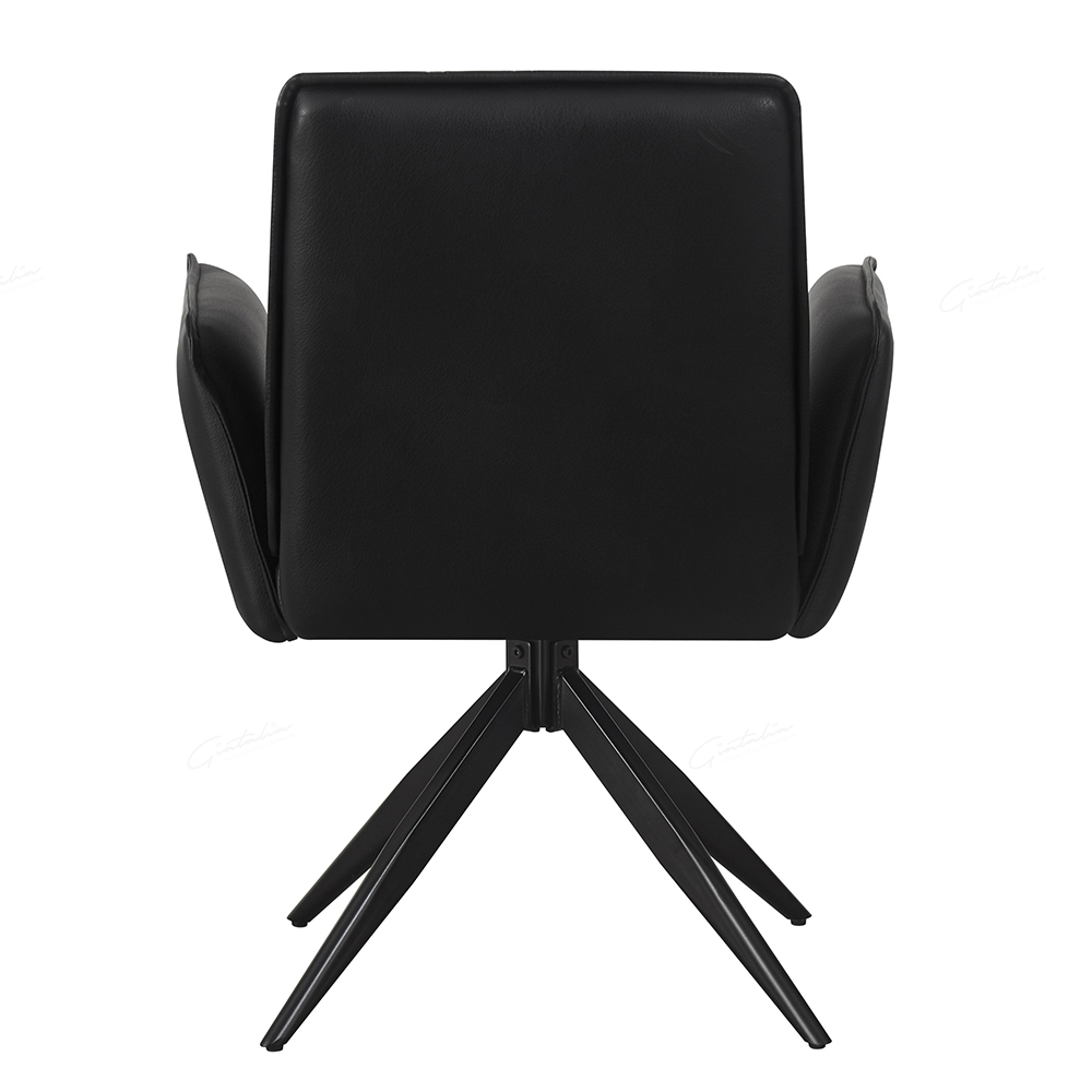 Elkin Black PU Leather Dining Chairs With Metal Legs In Pair