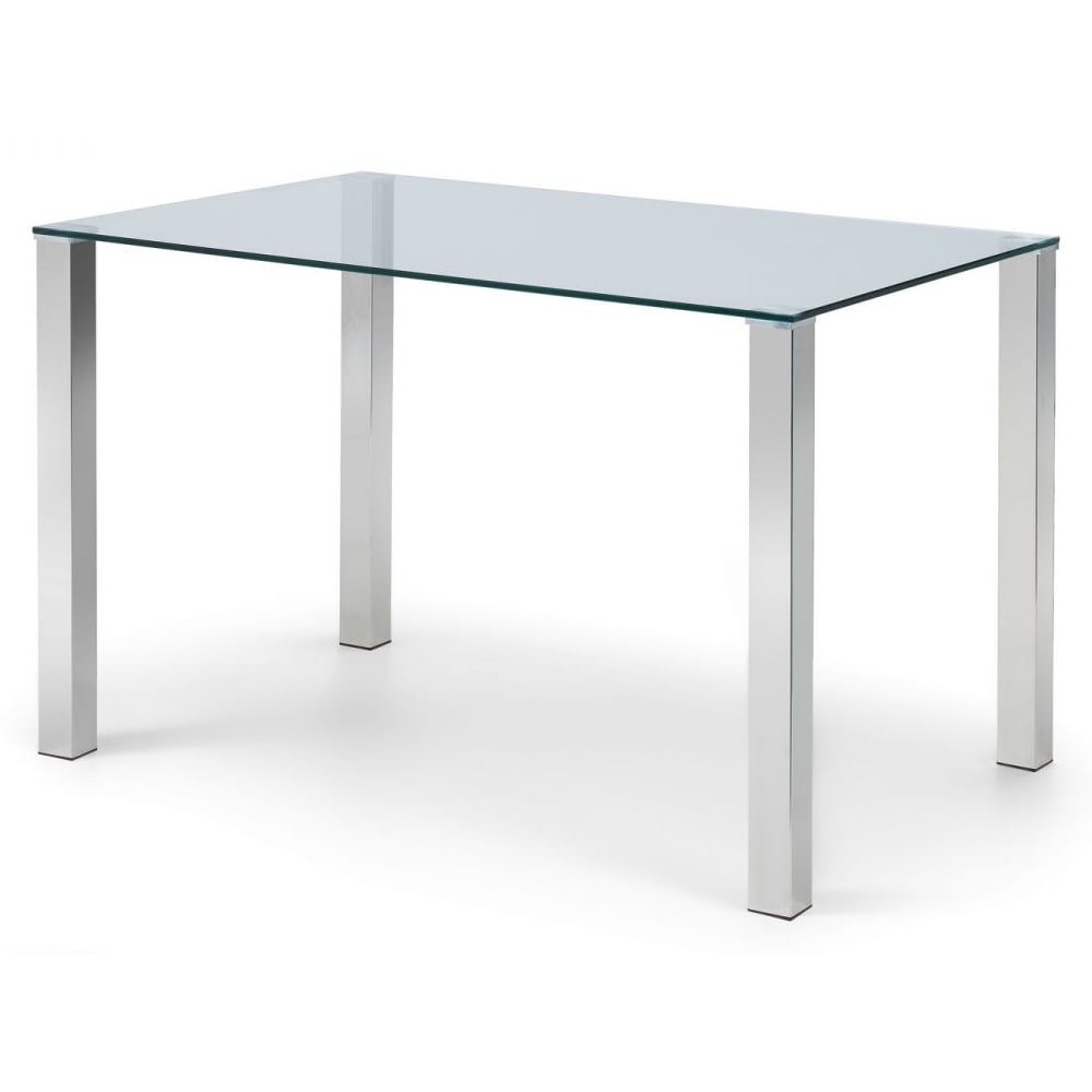 Elkin Glass Dining Table With Polished Chrome Base