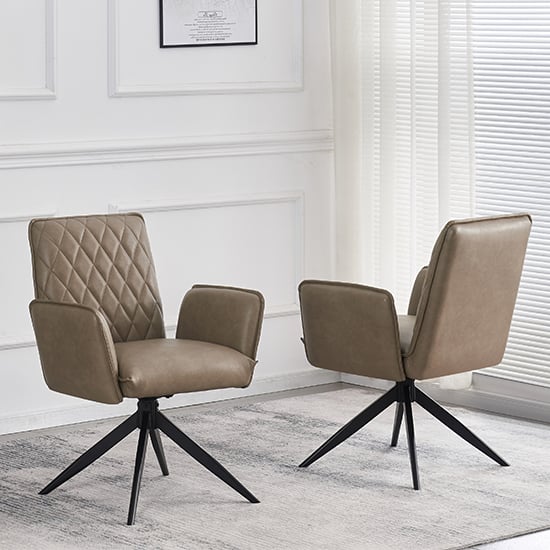 Read more about Elkin taupe faux leather dining chairs in pair
