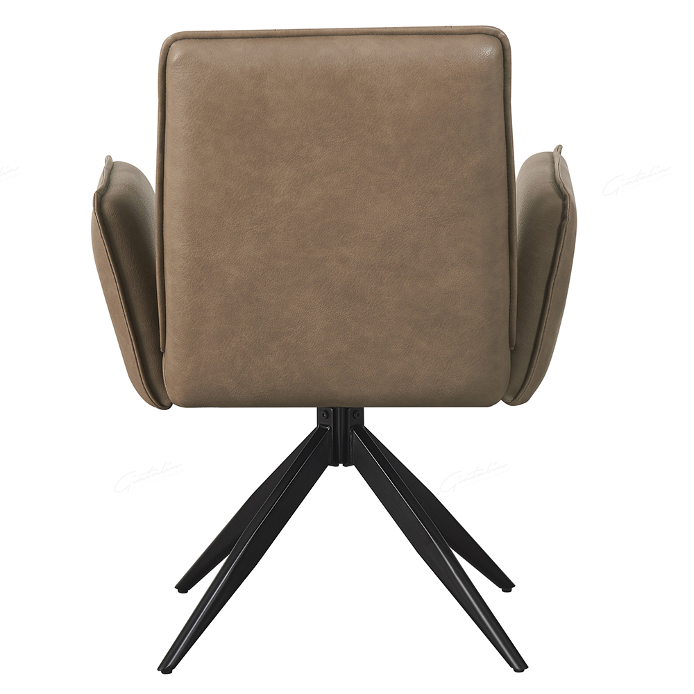 Elkin Taupe PU Leather Dining Chairs With Metal Legs In Pair