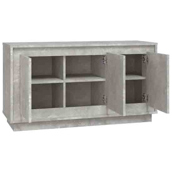 Elkin Wooden Sideboard With 3 Doors In Concrete Grey