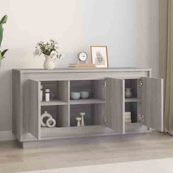 Elkin Wooden Sideboard With 3 Doors In Grey Sonoma