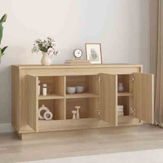 Elkin Wooden Sideboard With 3 Doors In Sonoma Oak