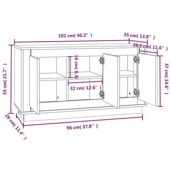 Elkin Wooden Sideboard With 3 Doors In White