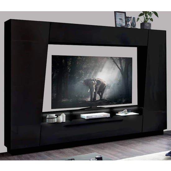 Read more about Elko high gloss entertainment unit in black with led lighting