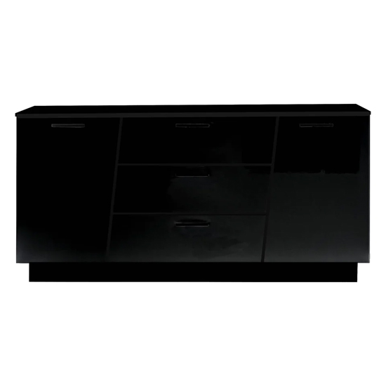 Elko High Gloss Sideboard With 2 Doors 3 Drawers In Black