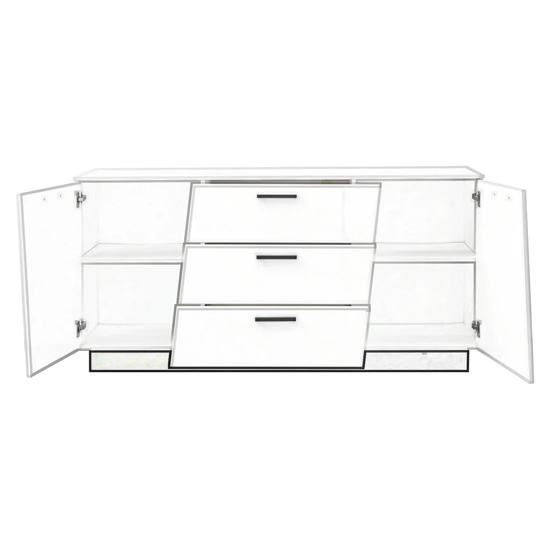 Elko High Gloss Sideboard With 2 Doors 3 Drawers In Black