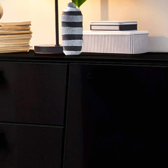 Elko High Gloss Sideboard With 2 Doors 3 Drawers In Black