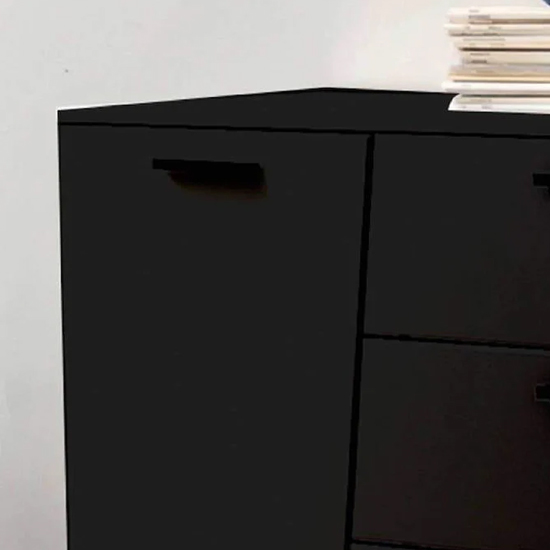 Elko High Gloss Sideboard With 2 Doors 3 Drawers In Black