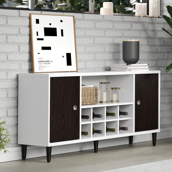 Product photograph of Elko Wooden Sideboard With 2 Dark Brown Doors In Matt White from Furniture in Fashion