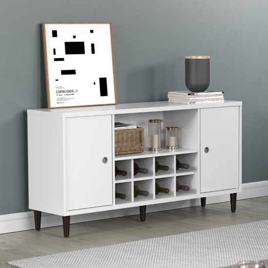 Product photograph of Elko Wooden Sideboard With 2 White Doors In Matt White from Furniture in Fashion