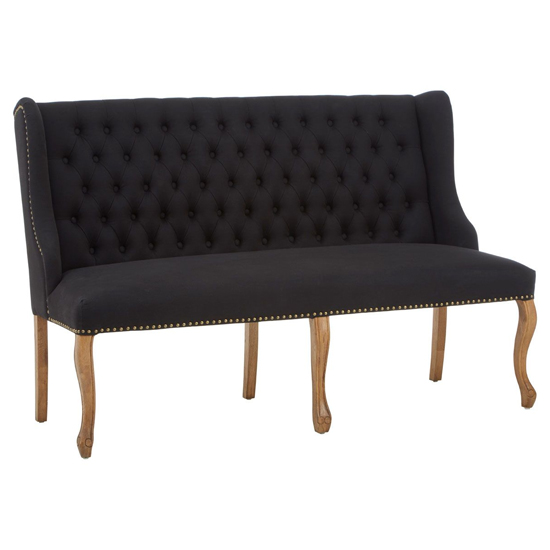 View Elkurud fabric hallway seating bench with oak legs in black