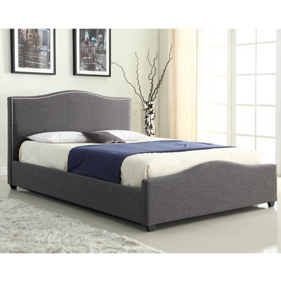 Read more about Ekanta linen fabric storage double bed in grey