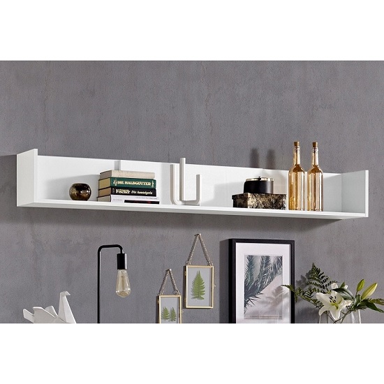 Elle Wall Mounted Display Shelf In White With High Gloss