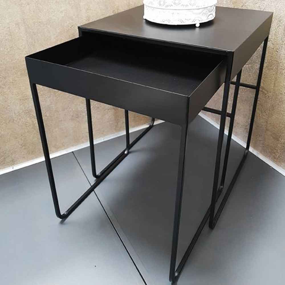 Ellensburg Two Square Metal End Table In Black