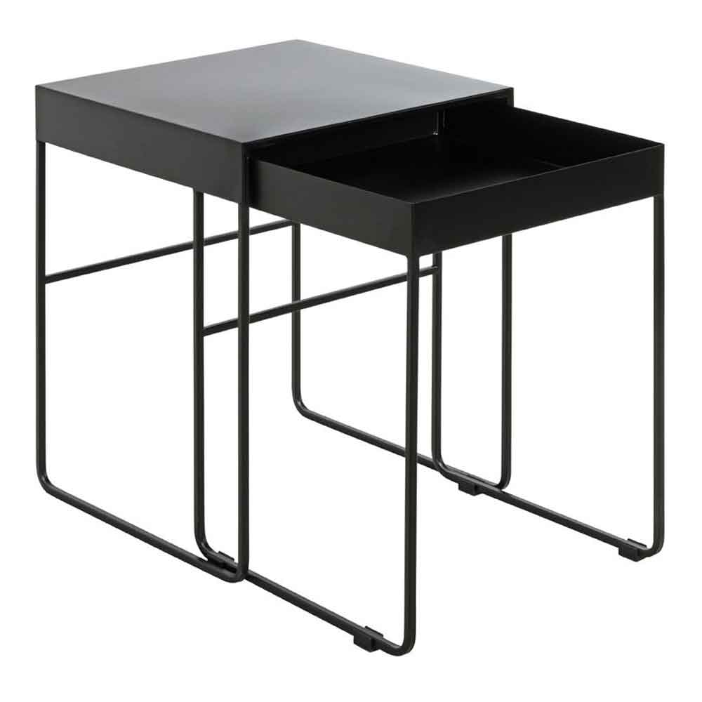 Ellensburg Two Square Metal End Table In Black