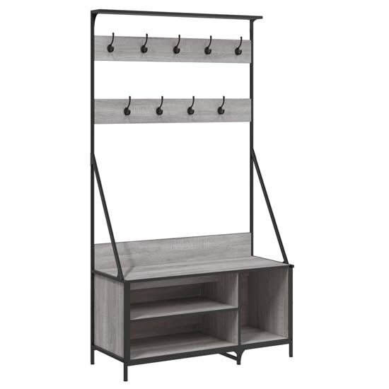 Ellenton Wooden Clothes Rack With Shoe Storage In Grey Sonoma Oak