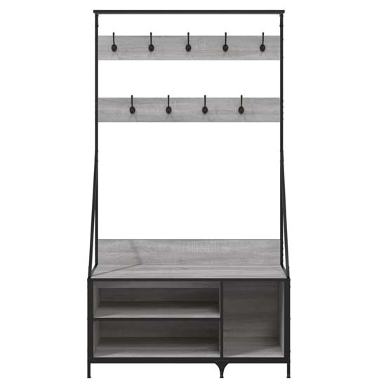 Ellenton Wooden Clothes Rack With Shoe Storage In Grey Sonoma Oak