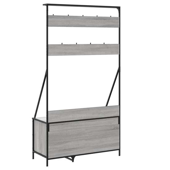 Ellenton Wooden Clothes Rack With Shoe Storage In Grey Sonoma Oak