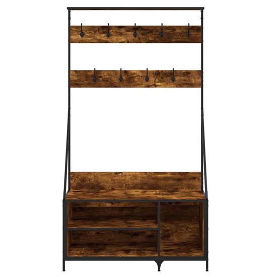 Ellenton Wooden Clothes Rack With Shoe Storage In Smoked Oak