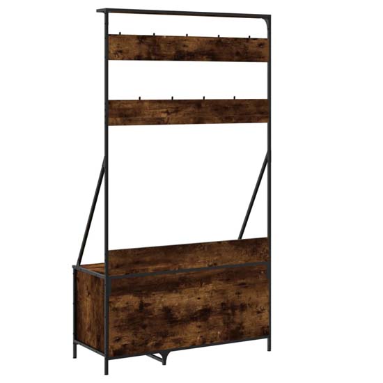 Ellenton Wooden Clothes Rack With Shoe Storage In Smoked Oak