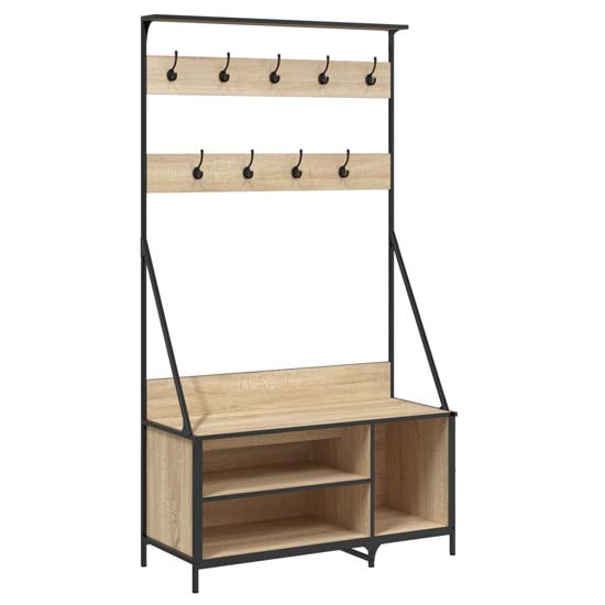 Ellenton Wooden Clothes Rack With Shoe Storage In Sonoma Oak