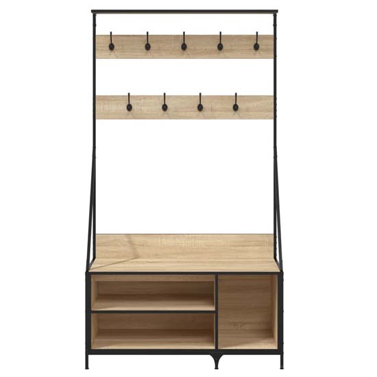 Ellenton Wooden Clothes Rack With Shoe Storage In Sonoma Oak