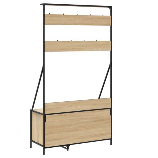 Ellenton Wooden Clothes Rack With Shoe Storage In Sonoma Oak