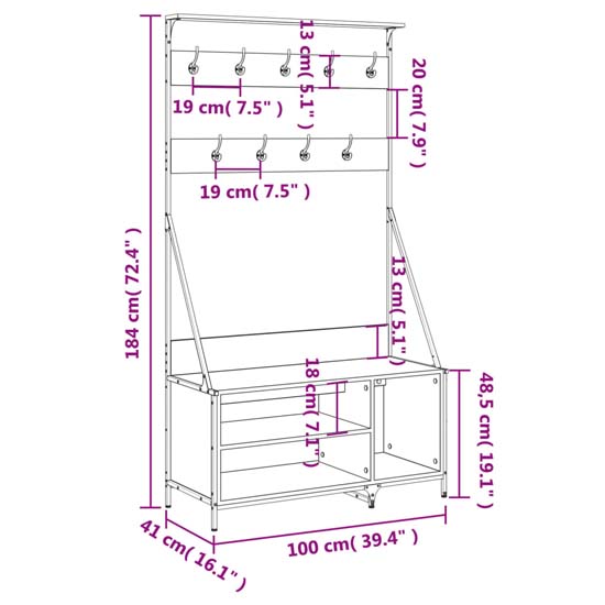 Ellenton Wooden Clothes Rack With Shoe Storage In Sonoma Oak