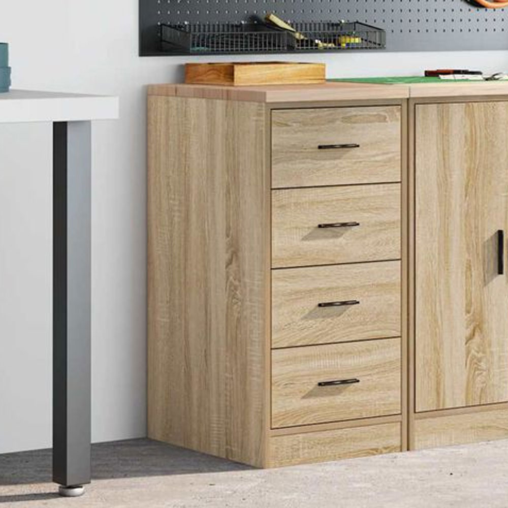 Ellery Narrow Wooden Storage Cabinet with 4 Drawers in Sonoma Oak