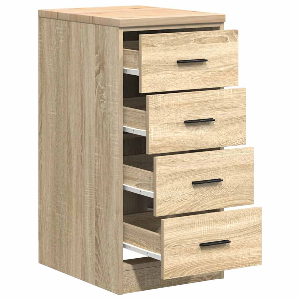 Ellery Narrow Wooden Storage Cabinet with 4 Drawers in Sonoma Oak