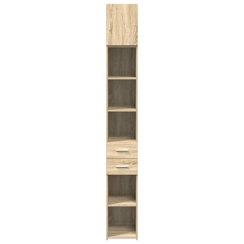 Ellery Slim Wooden Storage Cabinet with 2 Drawers in Sonoma Oak