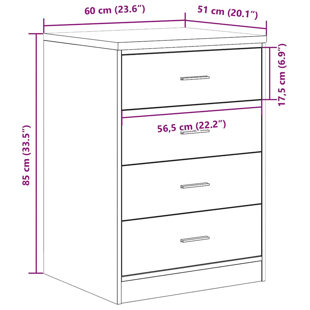 Ellery Wooden Storage Cabinet with 4 Drawers in Sonoma Oak