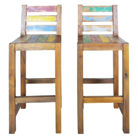 Ellia Outdoor Multicolour Wooden Bar Chairs In A Pair