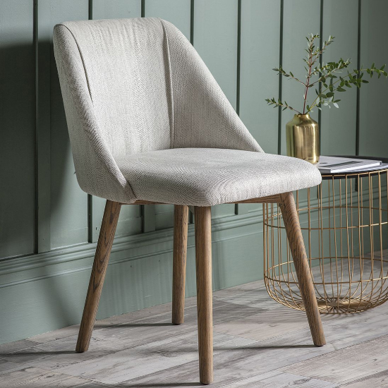 Elliata Natural Fabric Dining Chairs In Pair