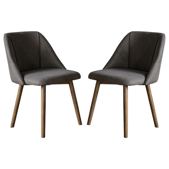 Elliata Slate Grey Fabric Dining Chairs In A Pair